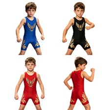 Kids Boys Bodysuit Sleeveless Leotard Gymnastics Jumpsuit Unitard Wrestling Gym
