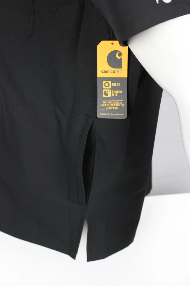 Blusa Médica Carhartt Para Hombre Force Essentials Moderna Cuello en V 3 Bolsillos Negra C16113 Foto 3 de 4