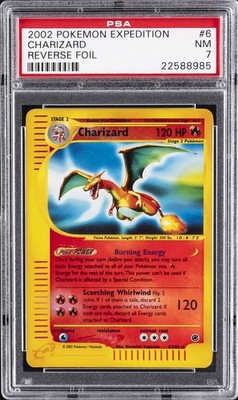 2002 POKEMON EXPEDITION #6 CHARIZARD-REVERSE FOIL PSA 7