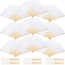 15 Pcs White Paper Fans Bulk, 8.3 Inch Foldable Hand Fan Folding Fans Handhel...