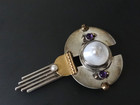 rare designer Arlene Siwek vintage sterling silver abstract modernist pin brooch — photo 5