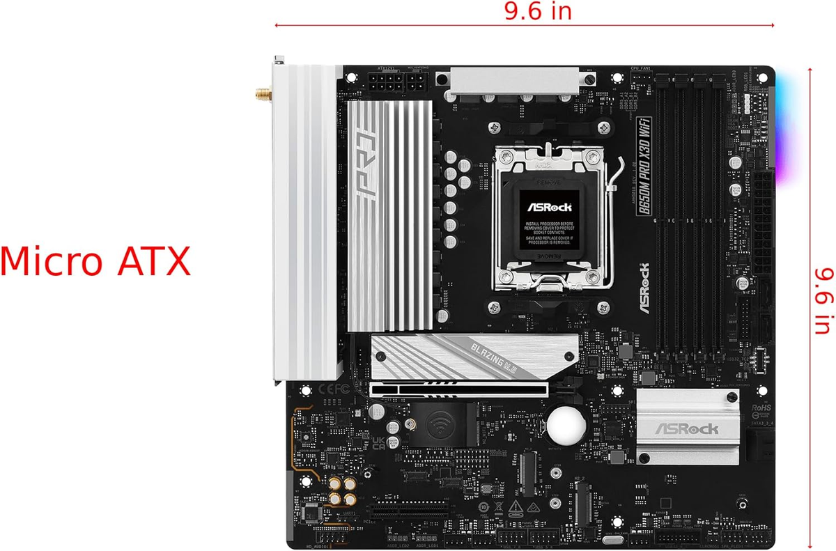 Asrock B650M Pro X3D Wifi AMD AM5 MicroAtx Motherboard, Pcie5.0