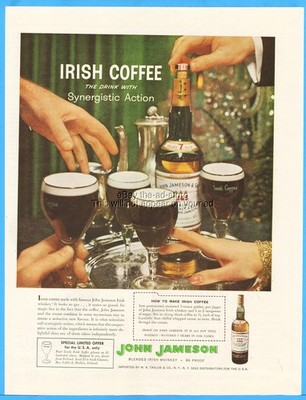 1960 John Jameson Whiskey Irish Coffee Recipe Glass Offer Synergistic Action Ad