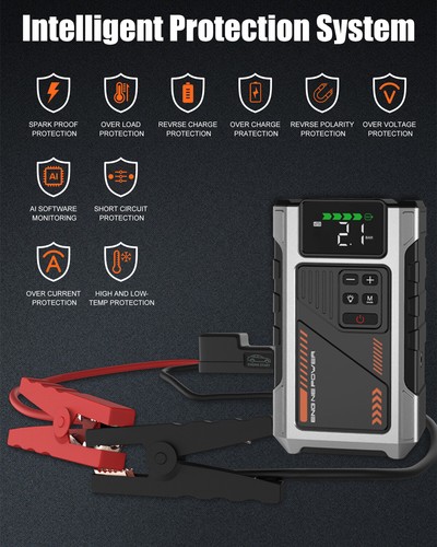 6000A Starthilfe Ladegerät Booster Power-Bank Station mit 150PSI Luftkompressor - Bild 6 von 8