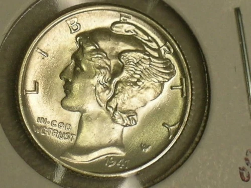1941 NICE BU Mercury Dime - Nice BANDS              E0115-3
