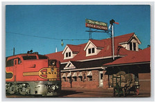 Train Colorado Springs CO Santa Fe Rio Grande Rock Island Depot Station Postcard