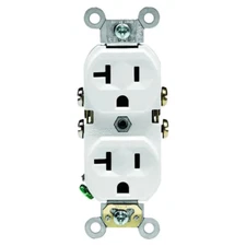 Heavy-Gauge 20 Amp Commercial Grade Duplex Outlet, White (10-Pack) by Leviton