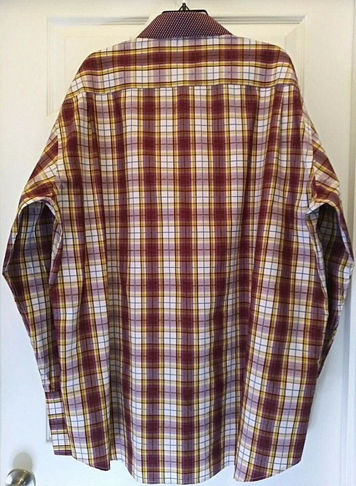 Camisa masculina C. Allen New York 18.5 36/37 punho francês manga longa borgonha botão  - Imagem 2 de 4