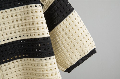 Womens 2pcs Sets Skirt Cardigan Sweater Short Sleeve Knit Tops Hollow Out Summer - Picture 13 of 25