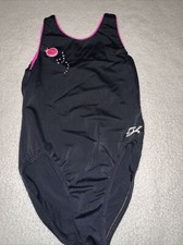 GK Black Leo Lady Bug Gymnastics Leotard Child Large 20 Inches Pink Trim