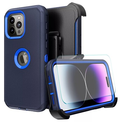 For iPhone 11/11 Pro Max Case Heavy Duty Shockproof Phone Cover +Tempered Glass