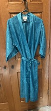 Vintage California Dynasty Robe Long Full Length Size Medium Floral Teal Roses