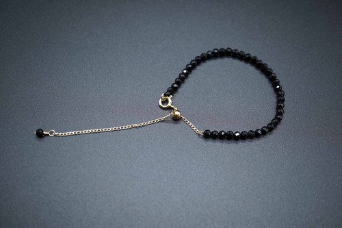 Faceted Black Tourmaline Silver Adjustable Bracelet Tiny Tourmaline Bracelet 7'' - Picture 12 of 12