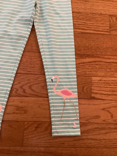 NWOT JOULES Girl 7 Aguq & White Stripe Leggings w/Flamingo Graphics - Picture 5 of 18