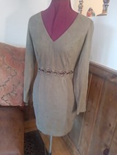 Medium Fashion Nova Moss Green Slashed & Tied Midriff Microfiber Body Con Dress