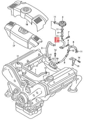 NEW VW PHAETON 3D1 3D9 BREATHER LINE 077103215H ORIGINAL