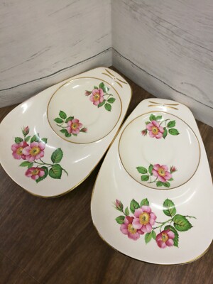 Vintage X2 Phoenix Ware Art Deca Tennisplatte/Untertasse - Rosen 
