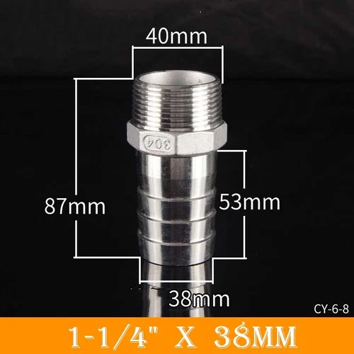 Stainless Male Thread Pipe Fitting x Barb Hose Tail Connector BSP 1/8" to 4" - Bild 57 von 86