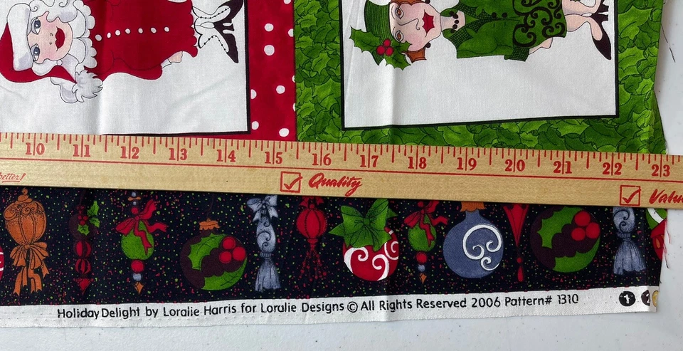 HOLIDAY DELIGHT Quilt Panel Loralie Harris Fabric Cotton Ladies 23”x43.5” - Image 3 of 4