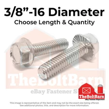 3/8"-16 Stainless Serrated Hex Flange Bolts (Choose Length & Qty)
