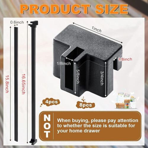 8 Pieces Hanging File Rail Clip File Divider Rail Clips 4 Pieces File Cabinet... - Picture 2 of 3