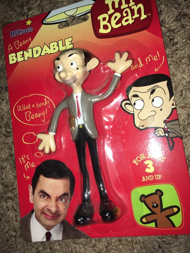 Figura de acción Bendy de colección 1990 Mr Bean nueva sellada 5 1/2" juguete Rowan Atkinson + VHS Foto 4 de 4
