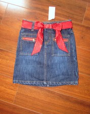 OLD NAVY New NWT 4 8 14 Vintage 2004 Y2K Ribbon Belted Denim Jeans Skirt