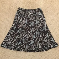 Jones Wear Skirt Size 10 Gray Blue Geometric Midi A-Line Side Zip Lined 