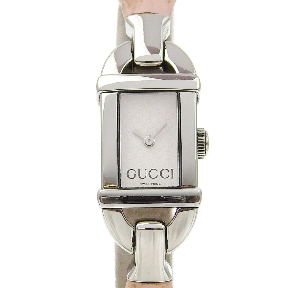 Montres GUCCI Bambou 6800L rose cadran blanc acier inoxydable/caoutchouc quartz an...