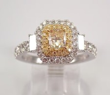 2 Ct Cushion Cut Simulated Yellow Citrine Wedding Ring In 14k White Gold Plated