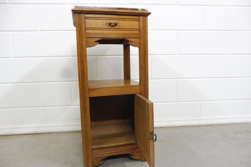 Armoire de chevet ancienne française en bois table de chevet table de chevet haut marbre années 1920 - Photo 11 sur 15
