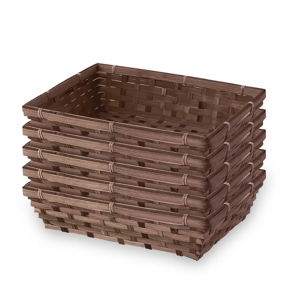 Wicker Gift Hamper Basket Empty Tray Shallow Storage Christmas Birthday Present - Image 3 of 4