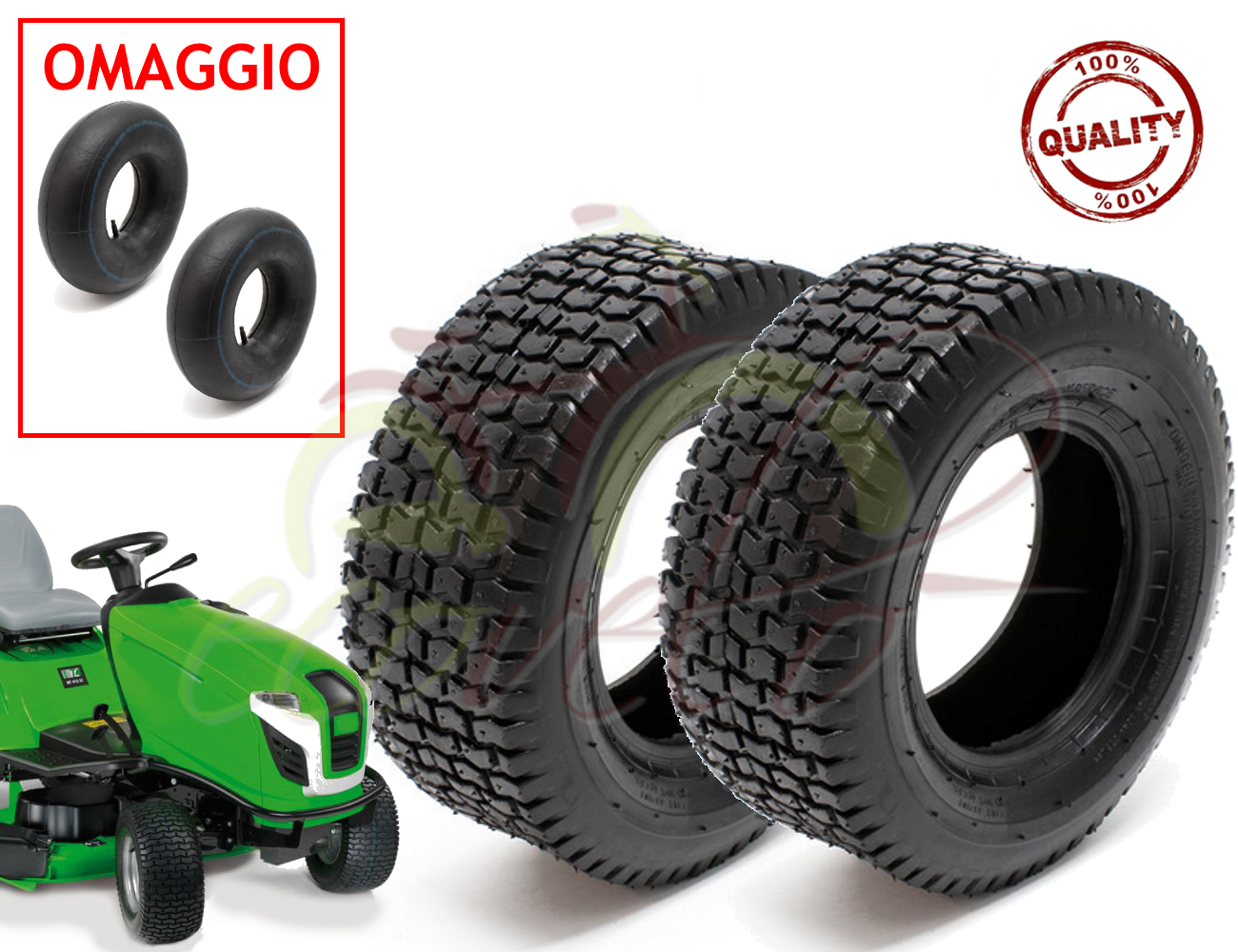 2 PNEUMATICI +2 CAMERE PER TRATTORINO 15 X 6.00 - 6 GOMME COPERTONI GIARDINAGGIO