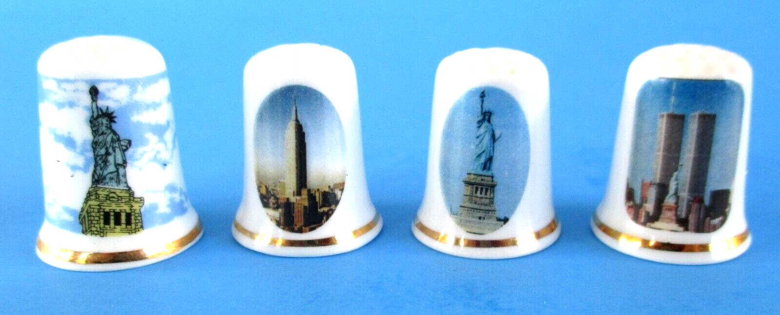 Gimbel & Sons NEW YORK LANDMARK THIMBLE LOT Of 4 Fine Bone China