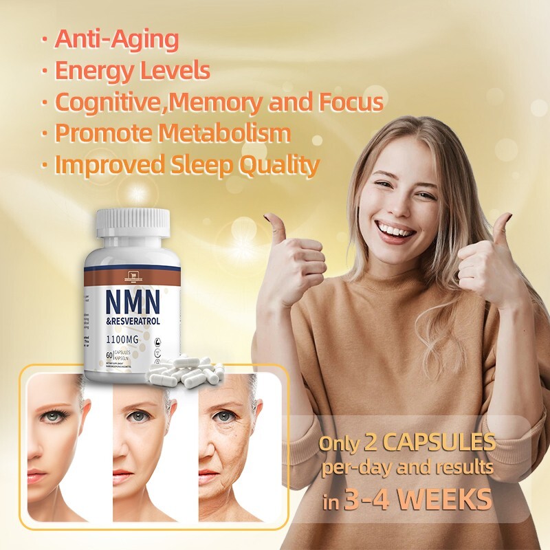 Cápsulas NMN y Resveratrol - Suplemento antioxidante antienvejecimiento y salud cardíaca