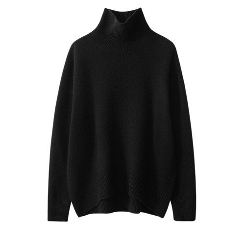Red Sweater Thickened Cashmere Sweater Turtleneck Loose Winter Pullover Sweater - Picture 11 of 22