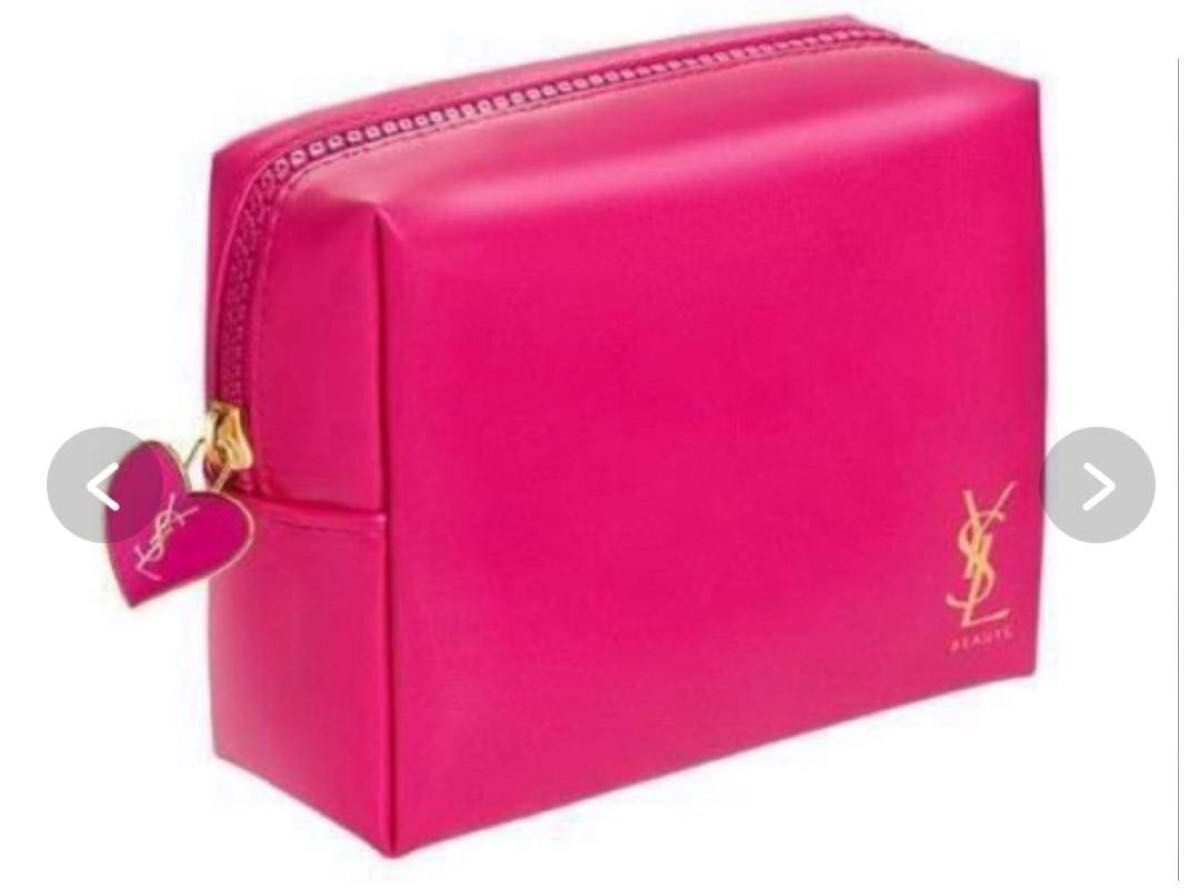 Borsa pochette Yves Saint Laurent YSL rosa caldo trucco cosmetico astuccio ~NUOVA~