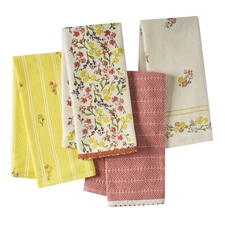 Pioneer Woman Wildflower Floral Woven Kitchen Towels 4pc Set Yellow Pink 18"x28"