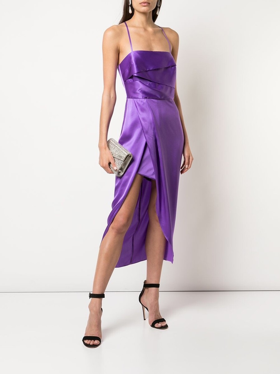 michelle mason purple silk dress Michelle Mason Cutout Detail Gown | Purple
