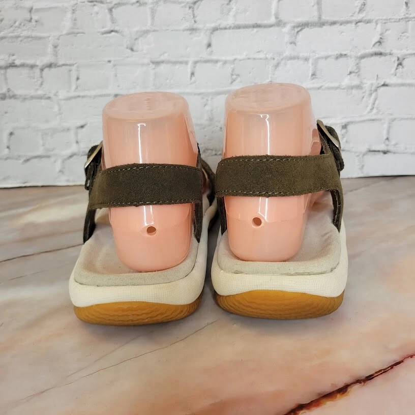 Sandalia LL Bean para mujer talla 7 marrón oscuro oliva hebilla lateral cómoda gamuza caminar Foto 4 de 4