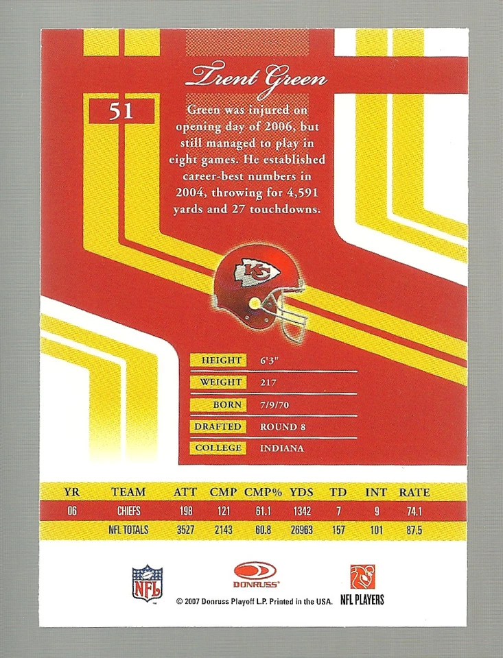 2007 Donruss Elite - Trent Green #51 - Image 2 of 2