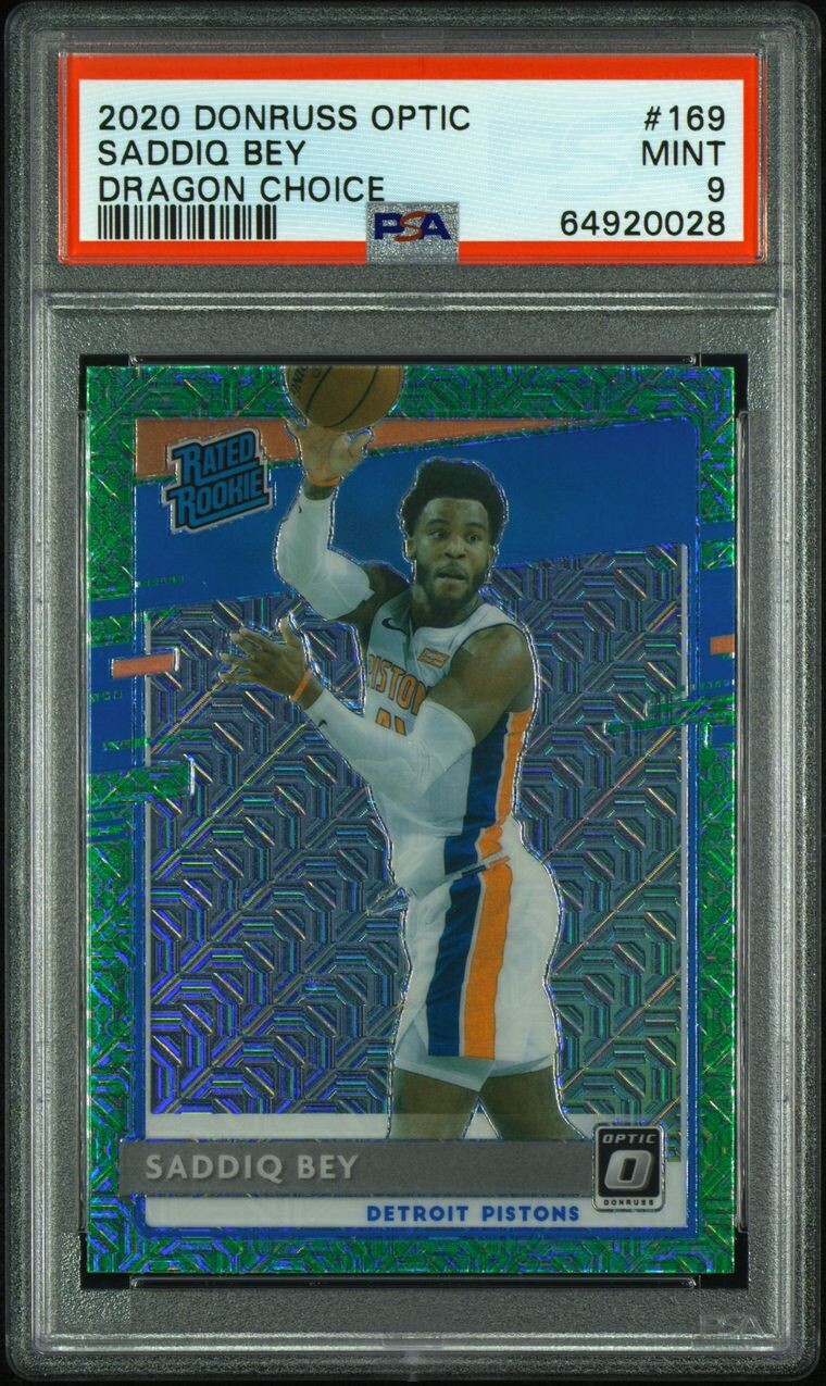2020-21 Optic Saddiq Bey Dragon Choice Prizm Rated Rookie RC #169 PSA 9