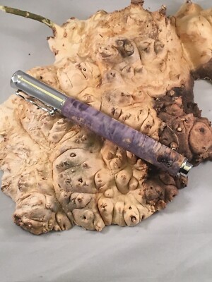 Handmade - Hand Turned Purple Dyed Stabilized Box Elder Burl Magnetic  Pen