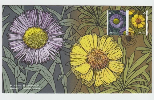 DAISY FLOWERS = DAISIES = Se-tenant pair Official FDC Canada 2017