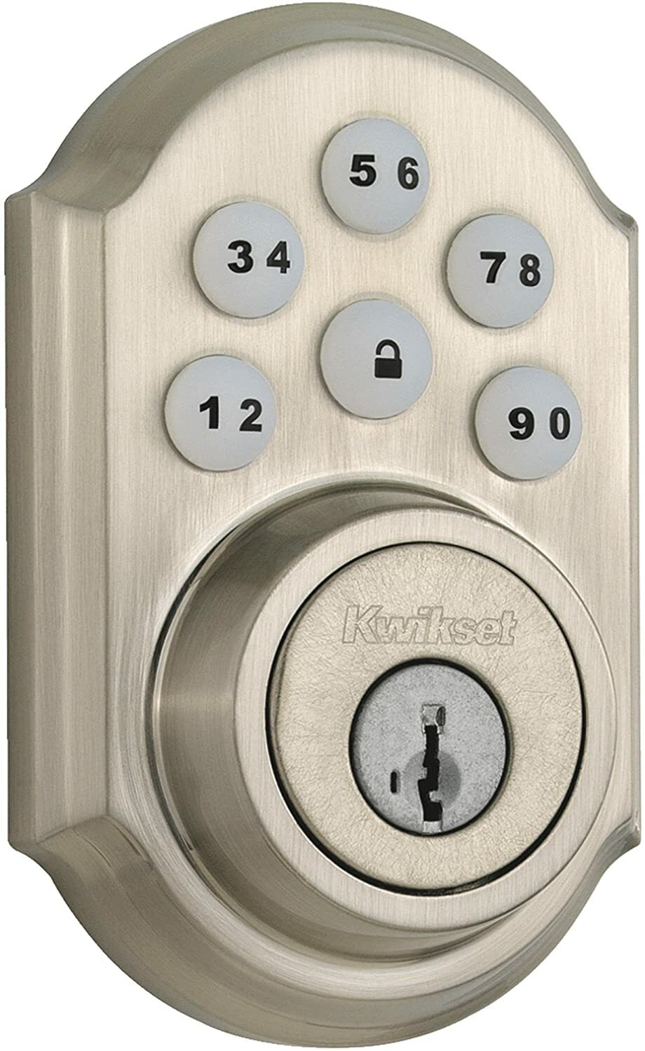 Kwikset 909 SmartCode Electronic Deadbolt featuring SmartKey in Satin Nickel by