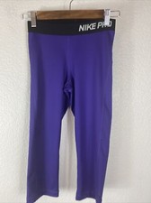 Nike Pro Leggings Women Small Crop Leg Training Purple Yoga Pants