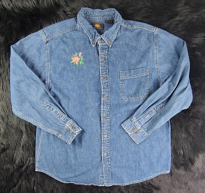 VINTAGE ROUTE 66 GENERAL CLOTHING CO WOMEN'S DENIM BUTTON UP LONG SLEEVE 