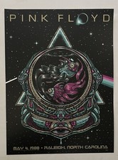 RARE Pink Floyd Raleigh NC May 1988 Sparkle Foil Poster Jeff Wood Limited To 60