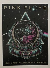 RARE Pink Floyd Raleigh NC May 1988 Sparkle Foil Poster Jeff Wood Limited To 60