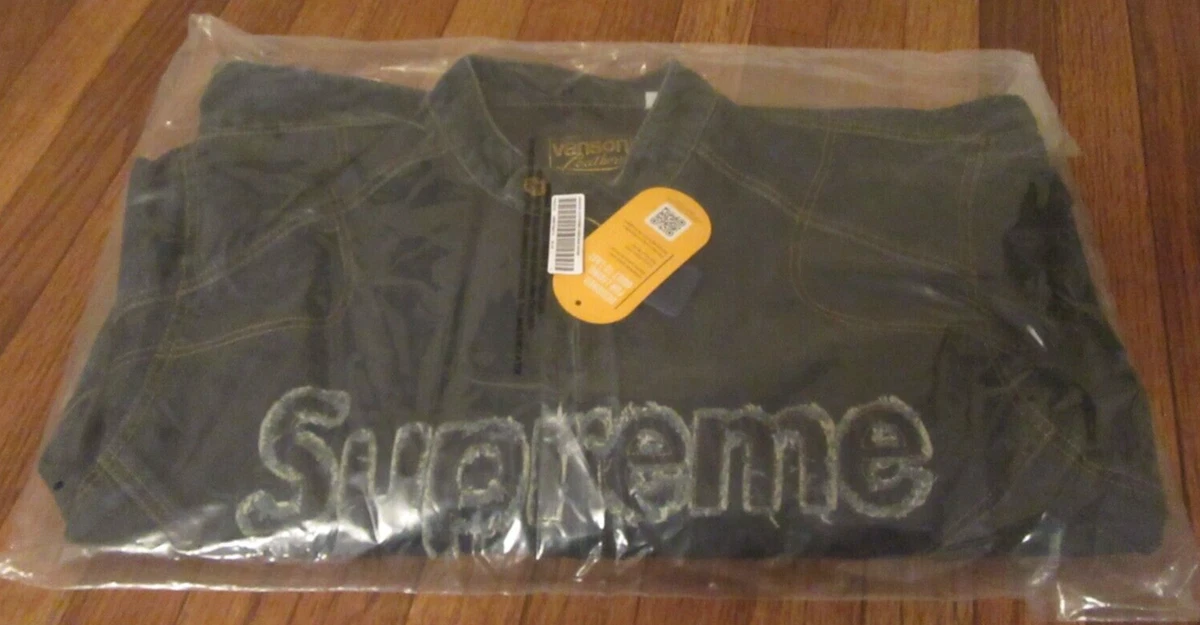 Supreme Vanson Leathers Cordura Denim Jacket Size Large Blue FW22